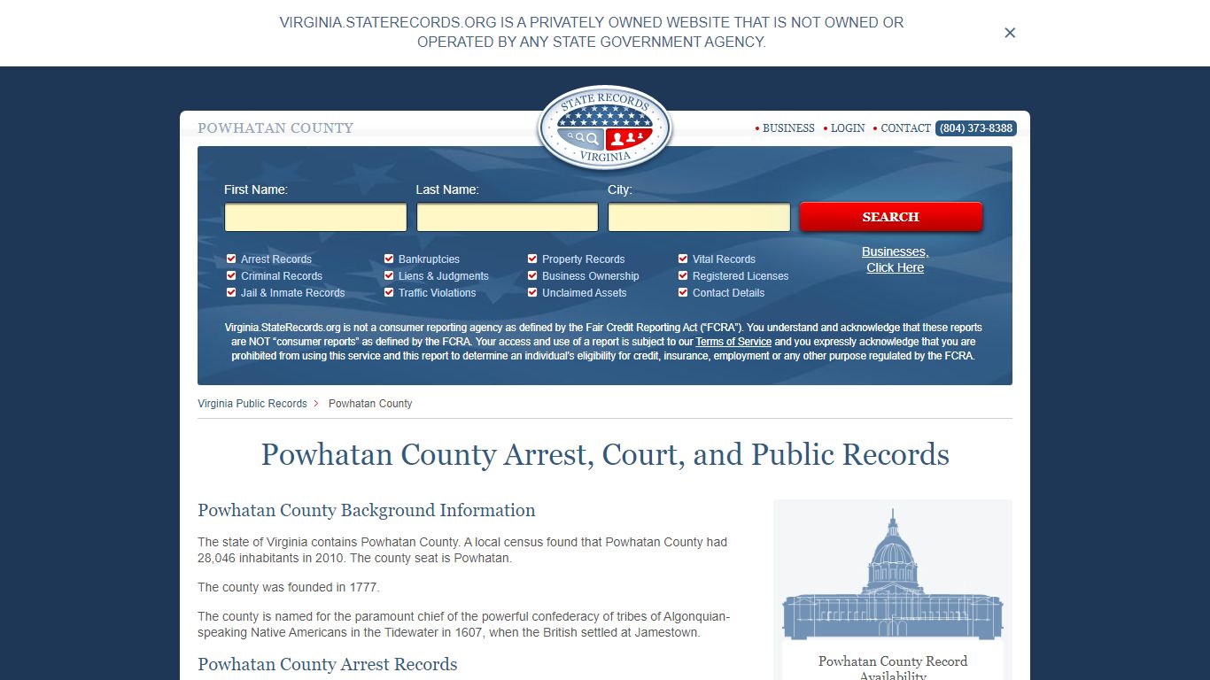 Powhatan County Arrest, Court, and Public Records