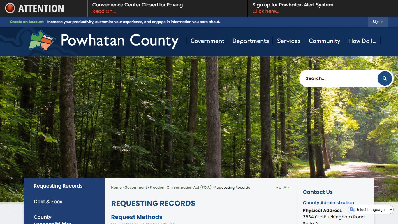 Requesting Records | Powhatan County, VA - Official Website